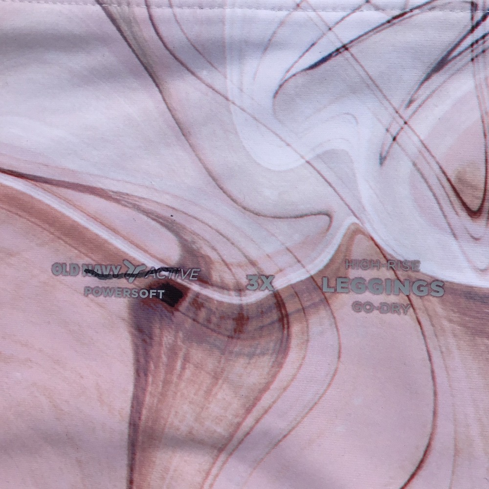Old Navy Active Powersoft High Rise Leggings 3X Marble Swirl Pink Pockets Go-Dry - Picture 3 of 8